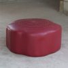 Burgundy Faux Leather Pouf