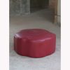 Burgundy Faux Leather Pouf