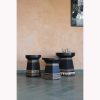 Medium-sized black wooden stool