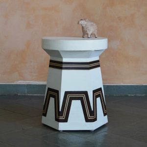 Chalk white Wooden Stool I