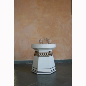 Chalk white wooden stool
