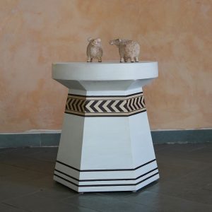 Chalk white wooden stool